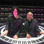 John Ebata and Brockett Parsons demonstrate the PianoArc they co-developed for Lady Gaga's tour.
